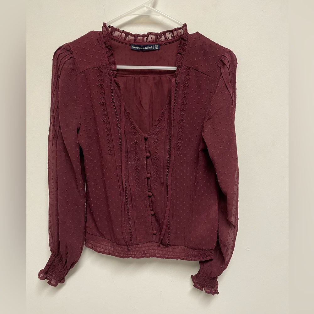 A&F Plisse Dot Blouse